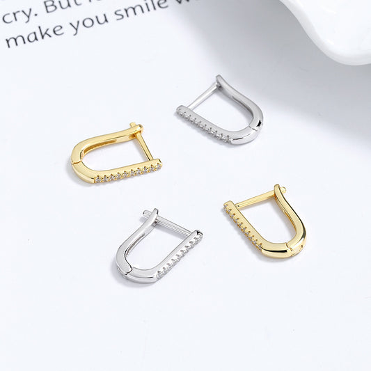 925 Sterling Silver Geometric U-shaped Earrings Women's Design Sense