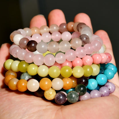 New Chinese Bracelet 8mm Round Beads Natural Stone Bracelet Agate Bead Crystal Tourmaline