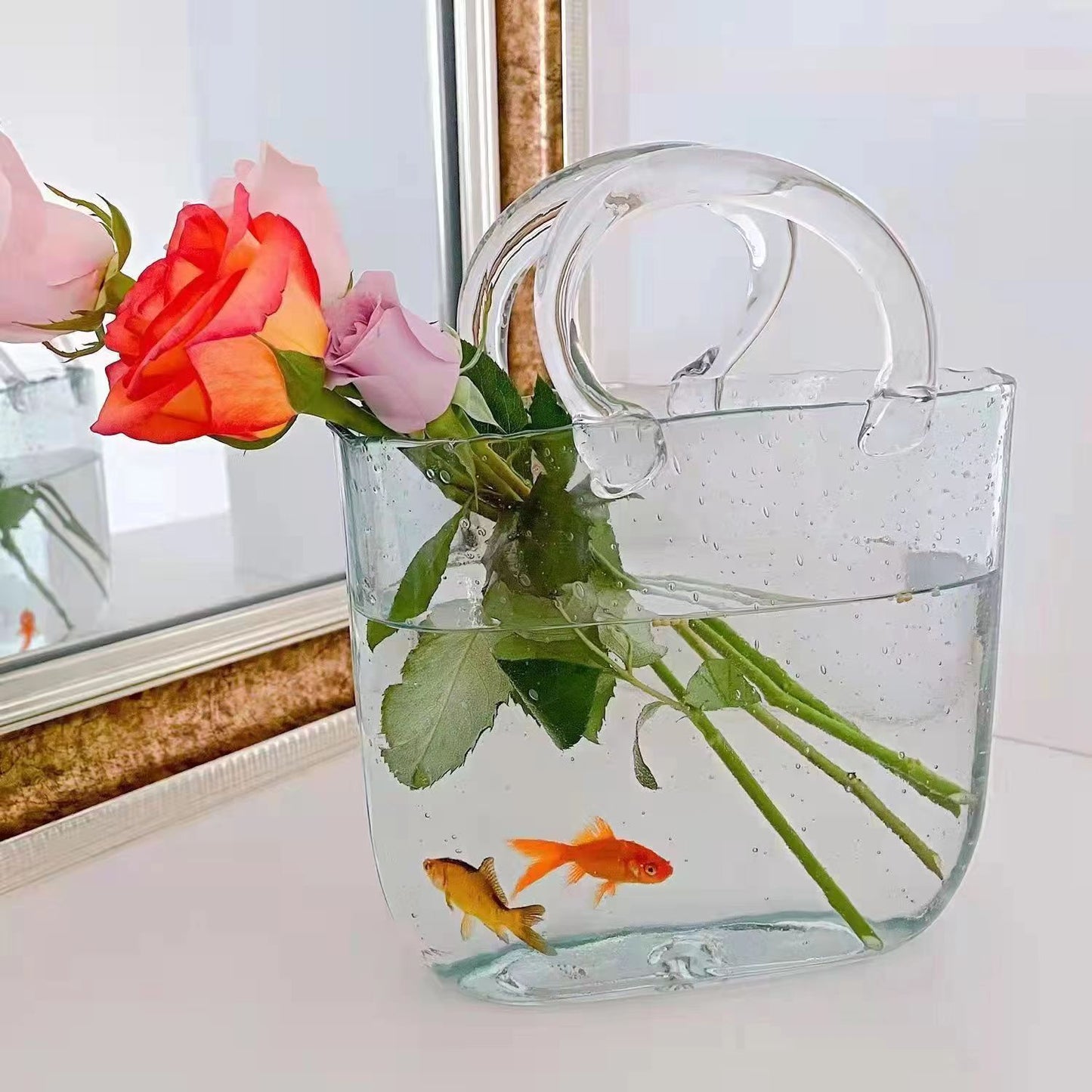 Home Bag Portable Transparent Glass Vase